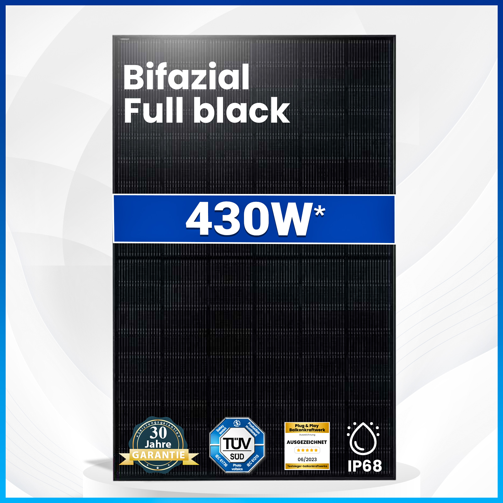 430w Bifazial Solarmodul Glas Glas Black Frame Pv Modul